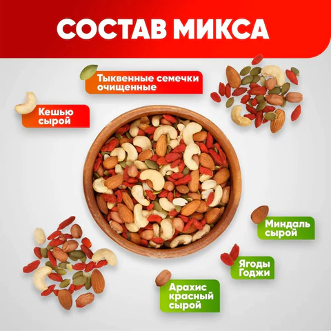 Ореховая смесь сушеная NARMAK "МИКС Полезный" с тыквенными семечками, ягодами годжи, 500 г 623931 - МСК «Форвард»