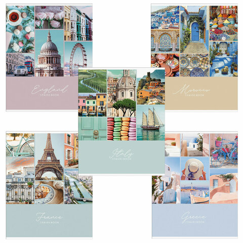 Тетрадь А5 48л. HATBER-ECO скоба, офсет №2 ЭКОНОМ, клетка, обложка мелов. бумага, Travelbook, 48Т5D1 404483