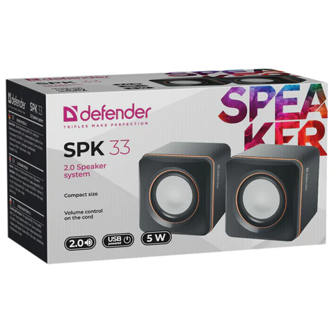 Колонки компьютерные DEFENDER SPK-33, 2.0, 5 Вт, 3,5 мм джек, пластик, черные, 65633 513814 - МСК «Форвард»