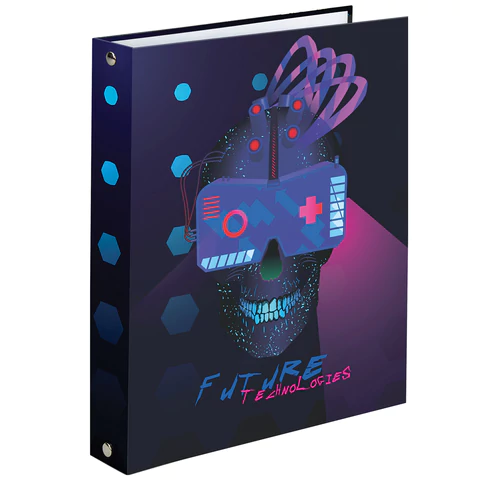 Тетрадь на кольцах А5 175х215мм, 120л, твердый картон, клетка, BRAUBERG, Cyber, 404083