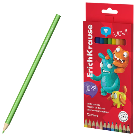 Цветные карандаши ERICH KRAUSE "Jolly Friends", 12 цветов, шестигранные, натуральное дерево, 61792 182133 - МСК «Форвард»