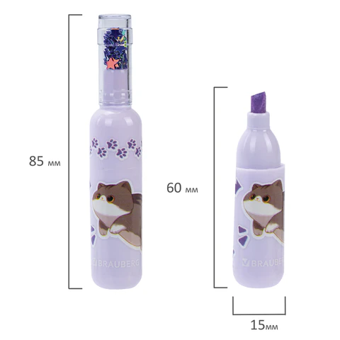 Набор текстовыделителей 6 ПАСТЕЛЬНЫХ ЦВЕТОВ, кросс-серия МИЛЫЕ КОТЫ, линия 1-5 мм, BRAUBERG, 152619 - МСК «Форвард»