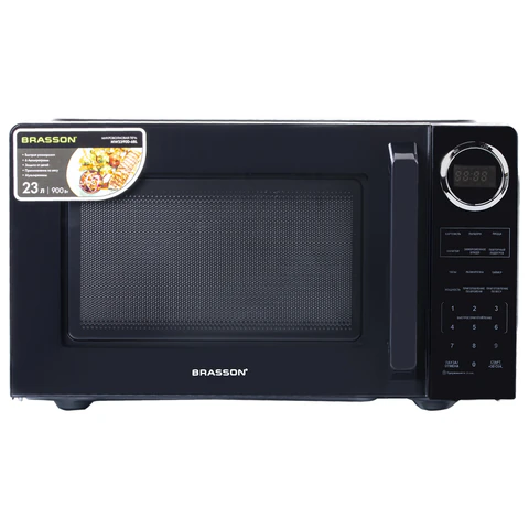 Микроволновая печь BRASSON (БРАССОН) MW2390D-6BL, 23 л, 900 Вт, сенсорное управление, дисплей, таймер, 6 АВТОПРОГРАММ, черная, 454980 - МСК «Форвард»