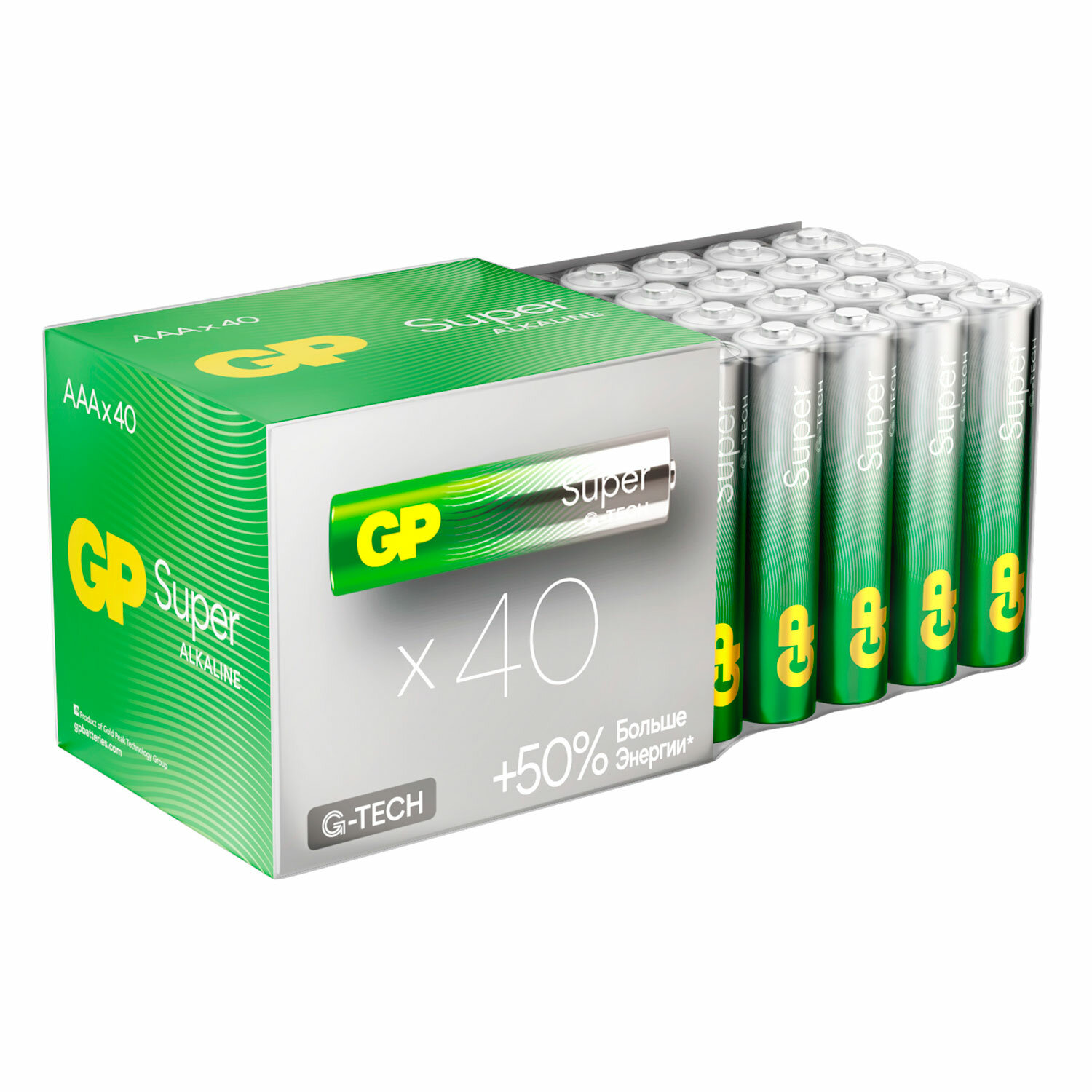 Батарейки GP Super, AAA (LR03, 24А), алкалиновые, мизинчиковые,  КОМПЛЕКТ 40 шт, 24A-2CRVS40 455927