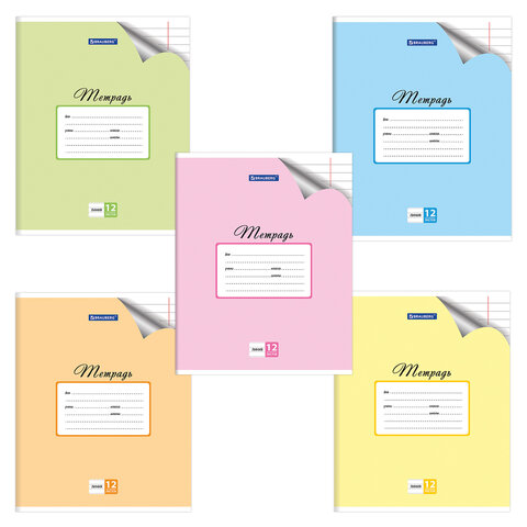 Тетрадь 12л. BRAUBERG ЭКО линия, обложка плотная мелов. бумага, ПАСТЕЛЬНАЯ С УГОЛКОМ, 104507