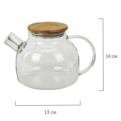 Чайник заварочный 900 мл "Бочонок", жаропрочное стекло, спиральное сито, DASWERK, 608644 - МСК «Форвард»