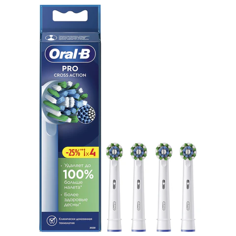 Насадки для электрической зубной щетки КОМПЛЕКТ 4 шт. ORAL-B (Орал-би) Cross Action EB50RX, 80348194 608721 - МСК «Форвард»