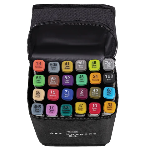 Маркеры для скетчинга двусторонние, НАБОР 24 шт., базовые цвета, в чехле, WBZ (ВБЗ), 152571 - МСК «Форвард»