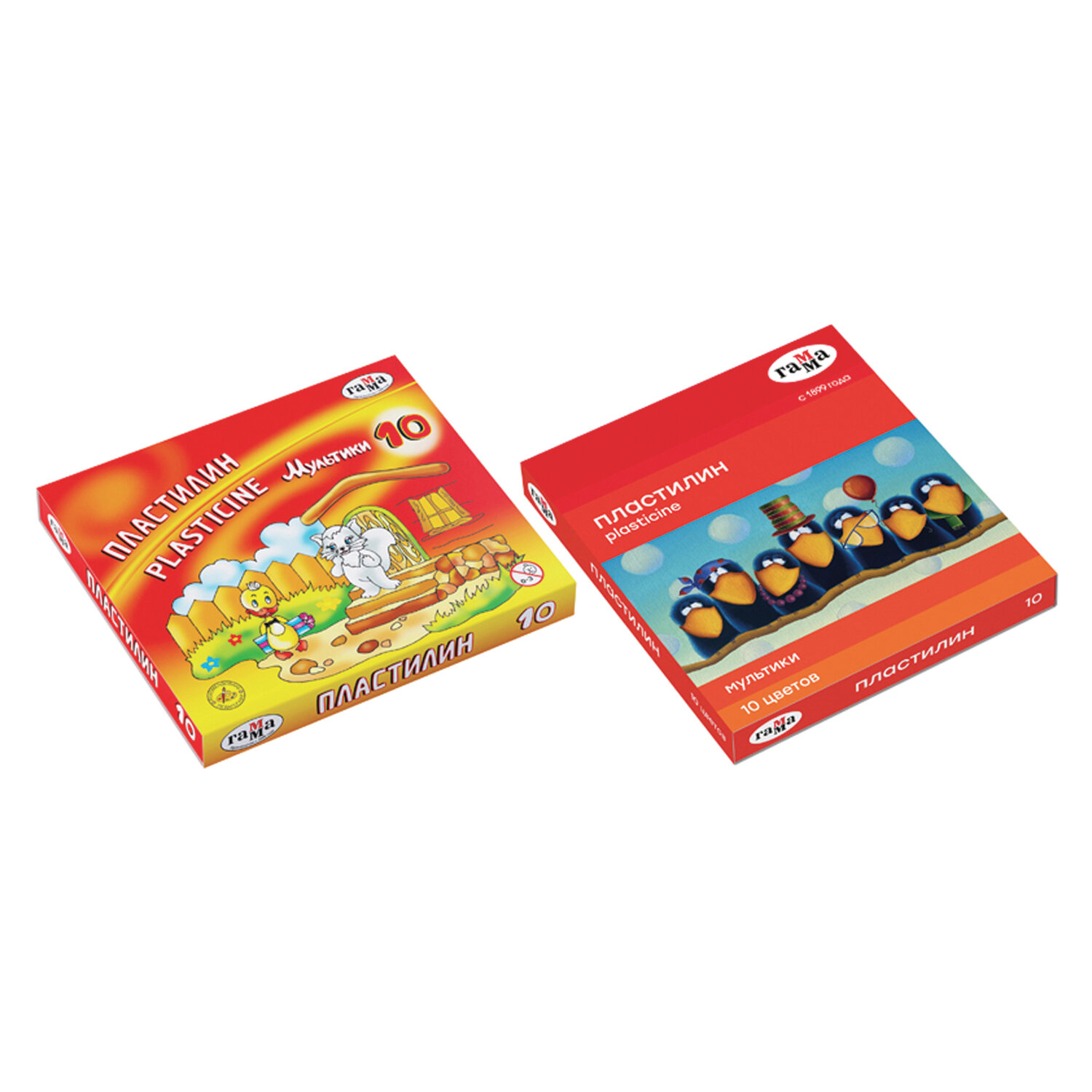 Пластилин классический ГАММА "Мультики", 10 цв., 200г, со стеком, картонная упаковка, 280017/281017 100329