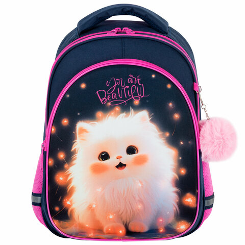 Рюкзак BRAUBERG OPTIMA, 2 отделения, с брелоком, "Tiny beauty", 36х27х18 см, 273155 - МСК «Форвард»