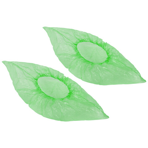 Бахилы MERIDIAN ПРОЧНЫЕ 3,8 грамма, зеленые, КОМПЛЕКТ 100 штук (50 пар), 40х15 см, ПНД 631345 - МСК «Форвард»