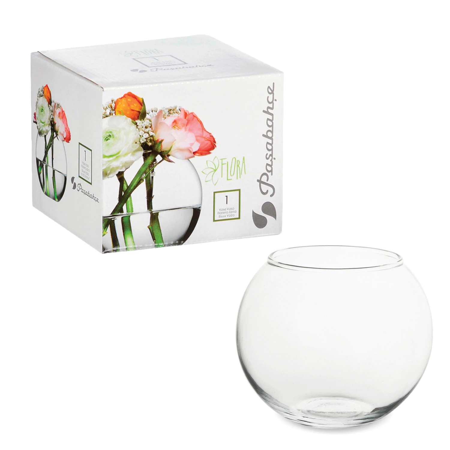 Ваза FLORA круглая, высота 10 см, стекло, PASABAHCE, 43417 601272