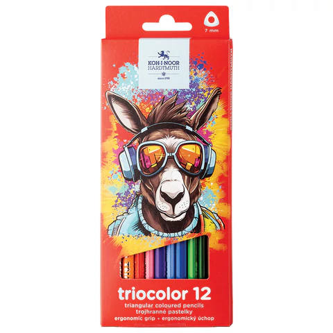 Карандаши цветные KOH-I-NOOR "DONKEY" 12 цветов, трехгранные, 3,2 мм, натуральное дерево, 3132/12, 3132012013KS 182084 - МСК «Форвард»