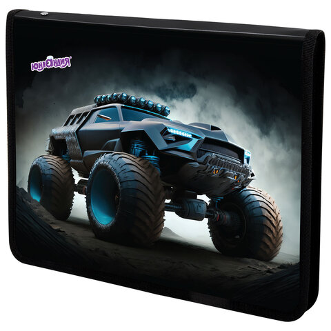 Папка для труда на молнии ЮНЛАНДИЯ А4, 1 отделение, откидная планка, органайзер, "Space driver", 273396 - МСК «Форвард»