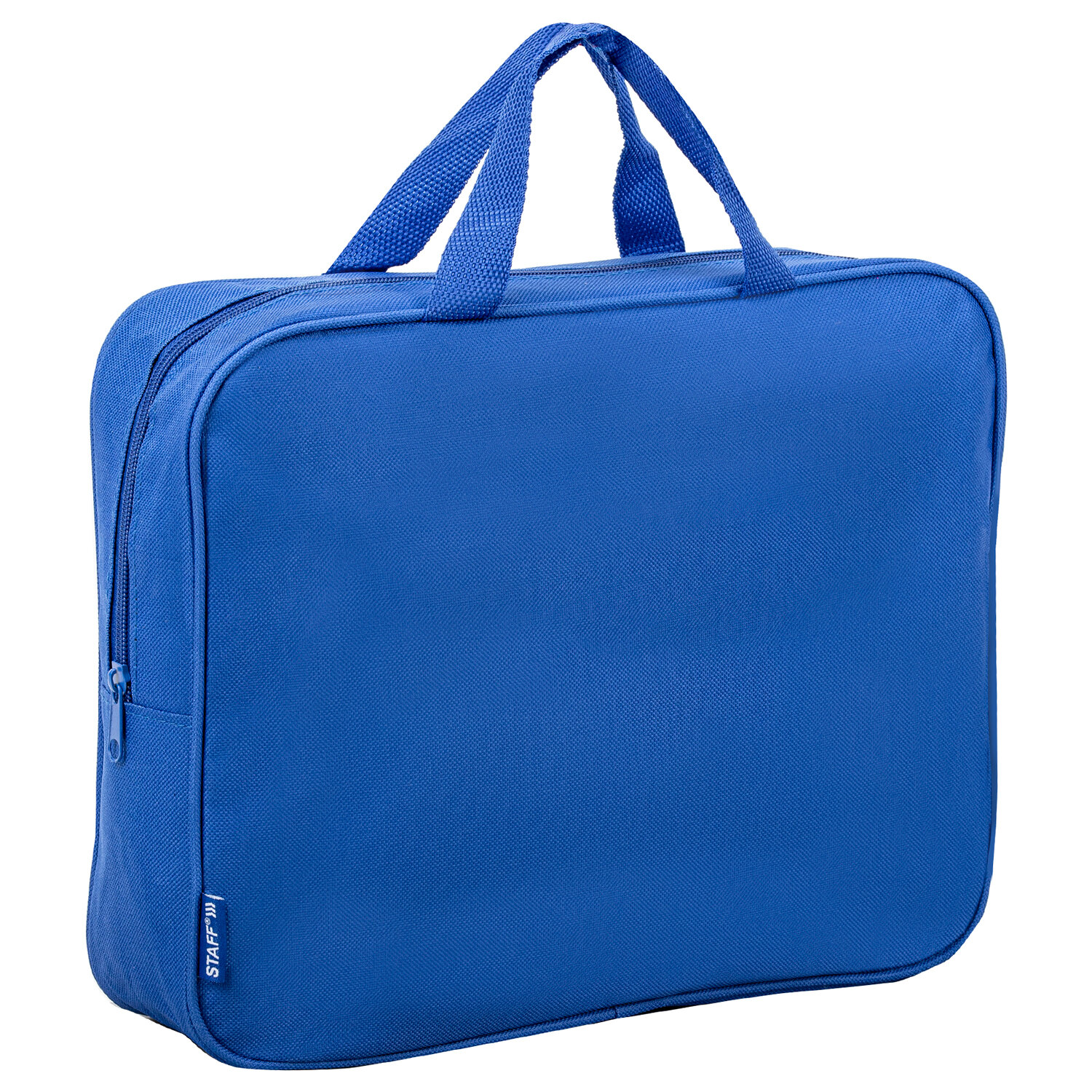 Папка на молнии с ручками STAFF EVERYDAY, А4, ширина 80мм, полиэстер, синяя, 270740