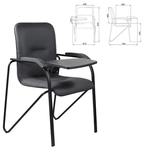 Кресло со столом BRABIX "Samba CF-108 BOX-2", черный каркас, кожзам черный, разобрано, 533217 - МСК «Форвард»