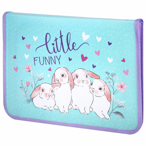 Папка для труда на молнии ЮНЛАНДИЯ А4, 1 отделение, откидная планка, органайзер, "Little bunny", 270984 - МСК «Форвард»