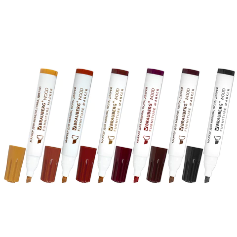 Маркеры для ремонта мебели и изделий из дерева, 6 ЦВЕТОВ, BRAUBERG WOOD, 152203 - МСК «Форвард»