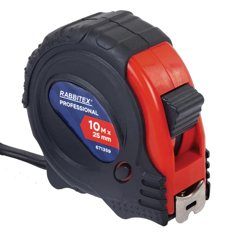 Рулетка измерительная 10 м х 25 мм, обрезиненный корпус, 3 фиксатора, RABBITEX (РАББИТЕКС) Professional, 671359 - МСК «Форвард»
