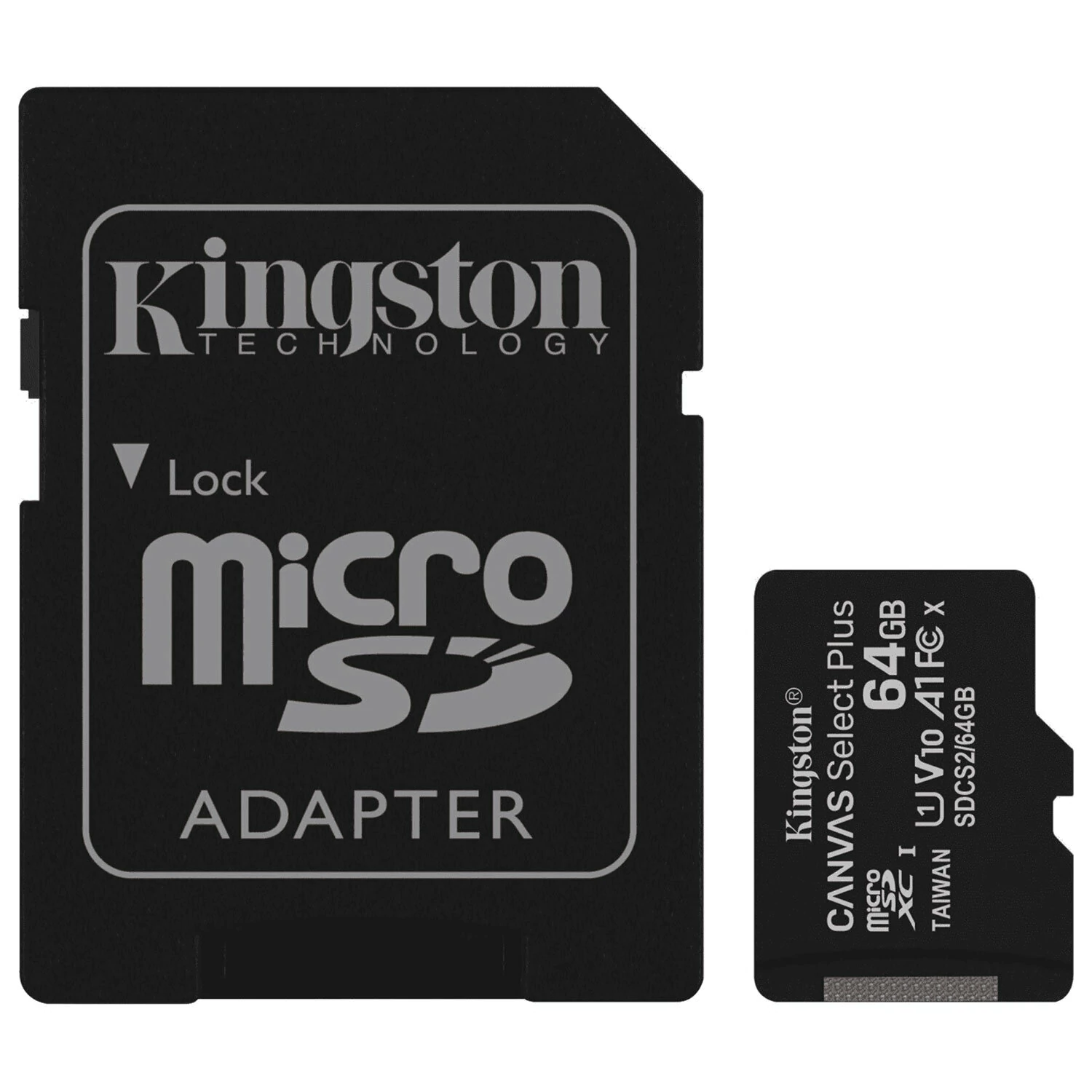 Карта памяти microSDXC 64GB KINGSTON Canvas Select Plus,UHS-I U1,100 Мб/с(class 10),адап, SDCS2/64GB 513487