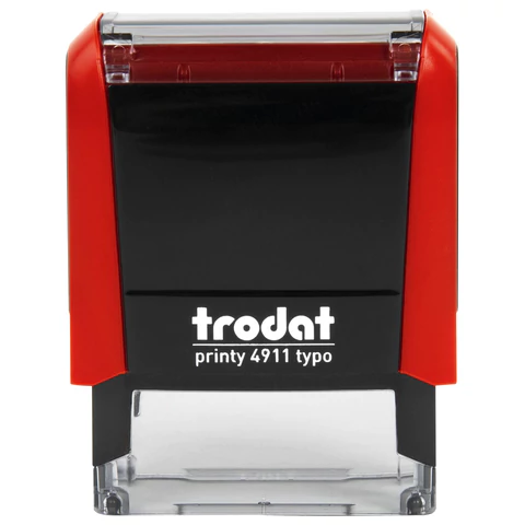 Штамп самонаборный 3-стр, 38х14 мм, синий, TRODAT 4911P4/DB, корпус КРАСНЫЙ, КАССА В КОМПЛЕКТЕ, 43217 238364 - МСК «Форвард»