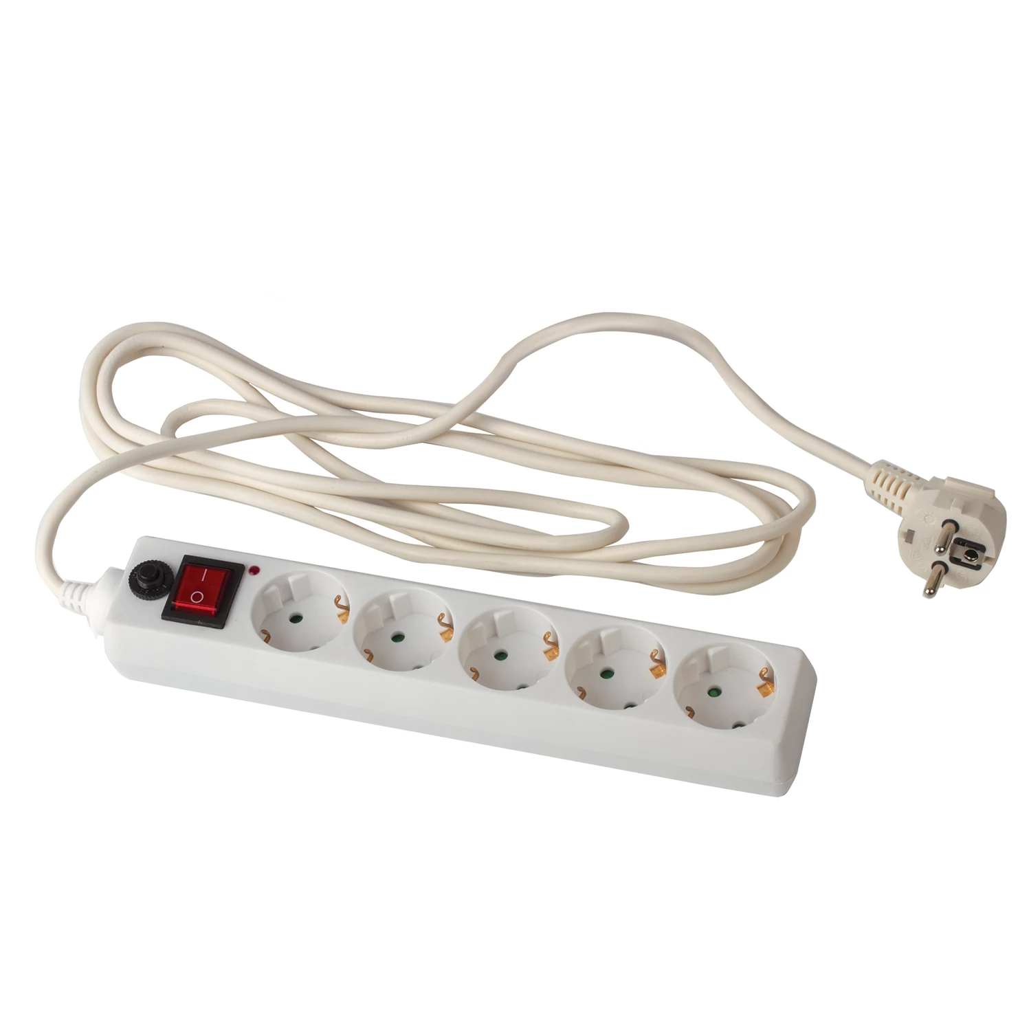 Сетевой фильтр SONNEN U-353, 5 розеток, с заземлением, выключатель, 10А, длина 3 м, белый, 511425