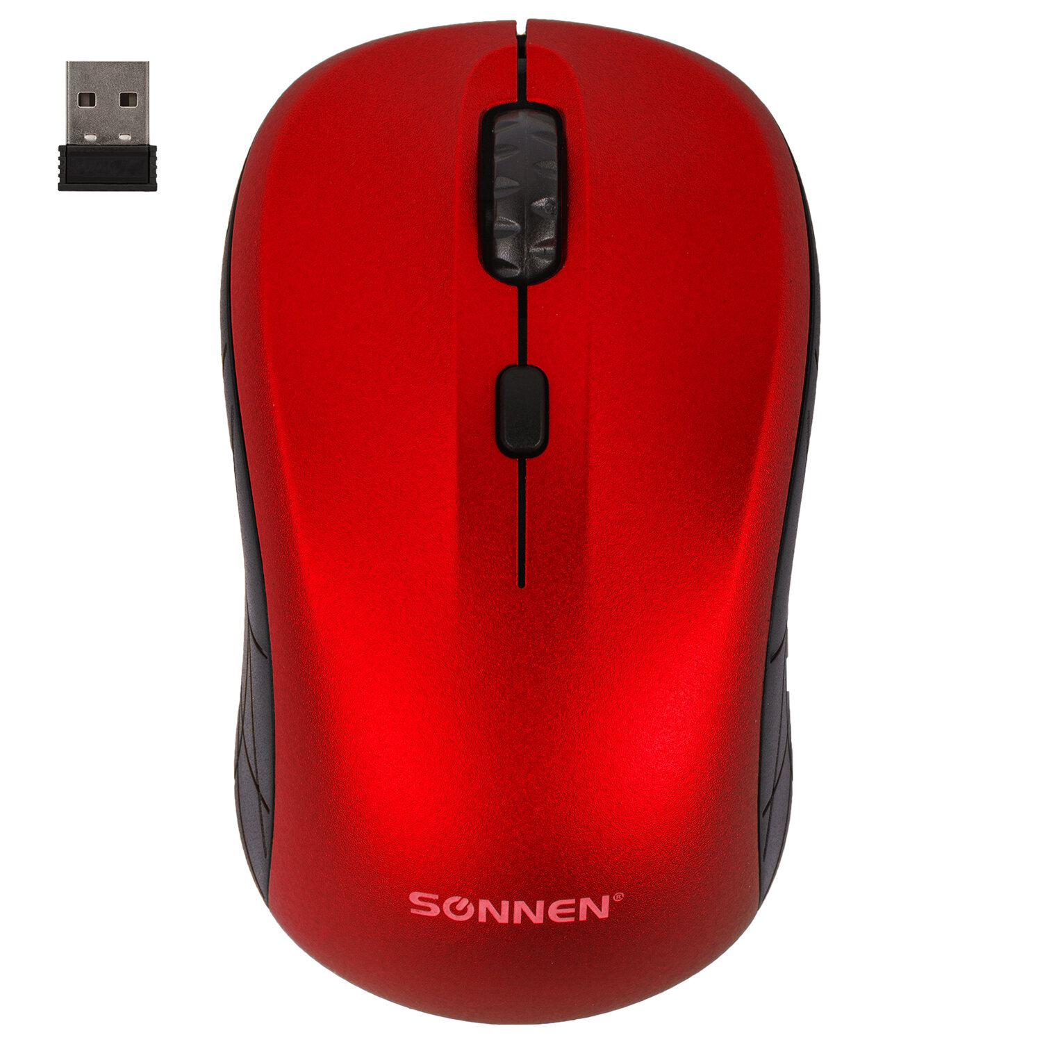 Мышь беспроводная SONNEN  V111, USB, 800/1200/1600 dpi, 4 кнопки, оптическая, красная,513520