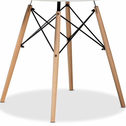 Стол обеденный BRABIX "Eames T-01", круглый, диаметр 80 см, опоры дерево, белый, 532633 под заказ 8 дней - МСК «Форвард»