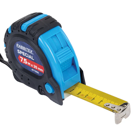 Рулетка измерительная 7,5 м х 25 мм, обрезиненный корпус, 3 фиксатора, RABBITEX (РАББИТЕКС) Special, 671355 - МСК «Форвард»