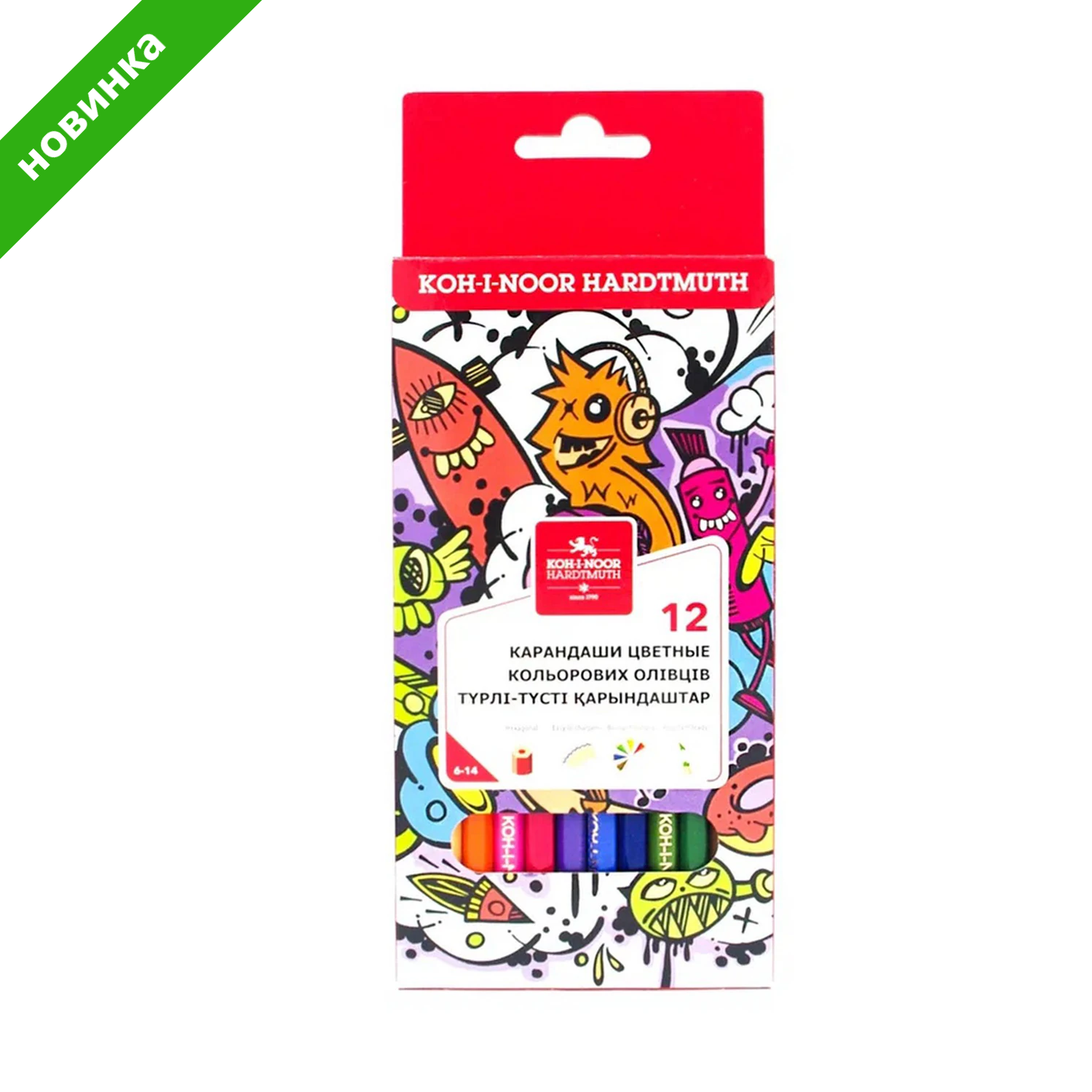 Карандаши цветные KOH-I-NOOR "TEENAGE", 12 цветов, 3 мм, европодвес, 3552/12, 3552012042KSRU 182173