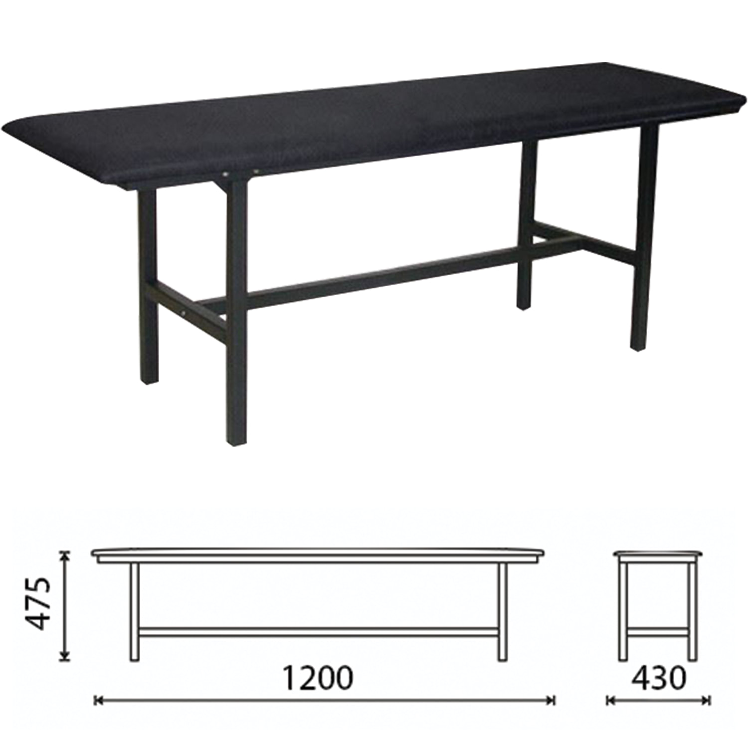 Банкетка без спинки "Берта" (ш1200*г430*в475), УСИЛЕННАЯ, черн.каркас, кожзам черн,разбор.,БМ4 К01 531262