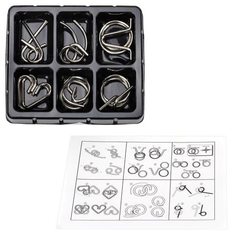 Головоломки металлические ЗОЛОТАЯ СКАЗКА (уровень сложности "НОВИЧОК"), набор 6 штук, 662087 - МСК «Форвард»