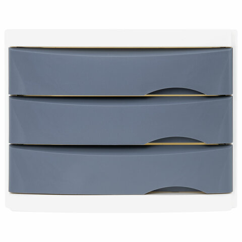 Бокс с 3 выдвижными лотками, корпус светлый, лотки серые, 235х300х355 мм, BRAUBERG "Office-Expert", 238040 - МСК «Форвард»