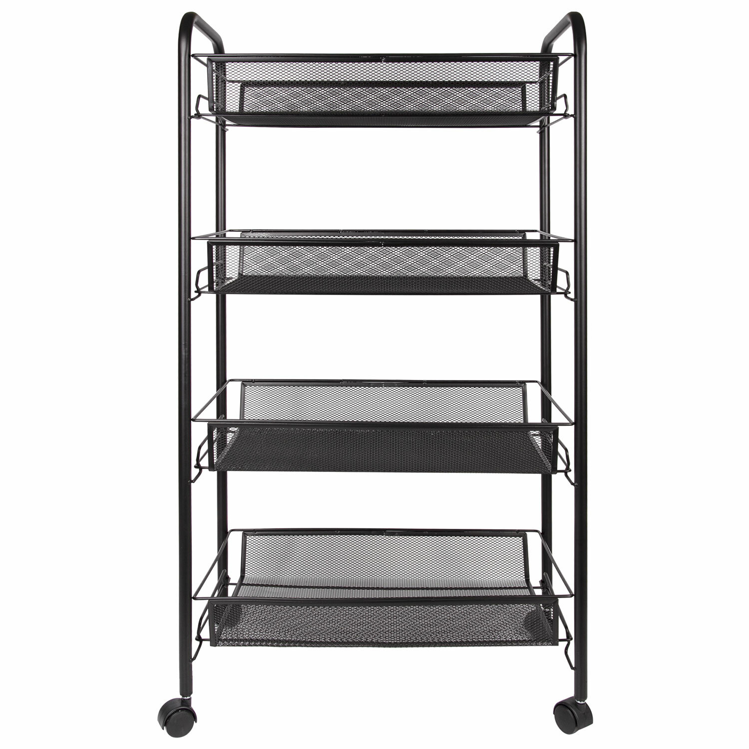 Этажерка (тележка) BRABIX офисно-бытовая 4 яруса, на колесах, металл, черная, 43,5*26*83,5 см 603753