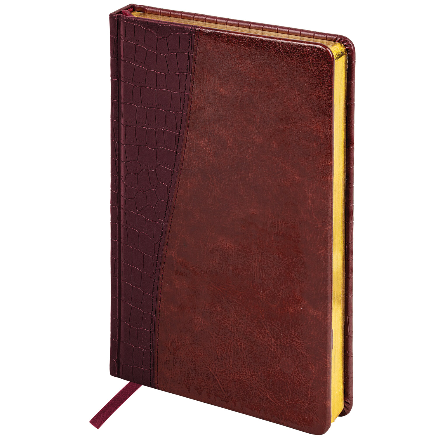 Ежедневник недатированный А5 138х213мм BRAUBERG Cayman под кожу, 160л, коричневый/коричневый, 125084