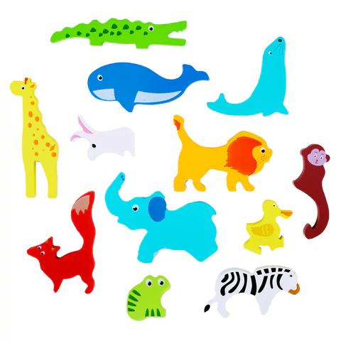 Пазл деревянный развивающий для детей "Дикие животные", 17х17 см, BRAUBERG KIDS, 665250 - МСК «Форвард»