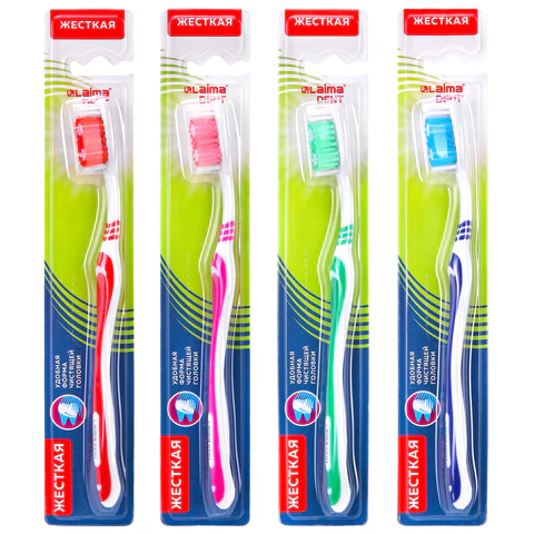 Зубная щетка жесткая WHITENING (ассорти 4 цвета), КОМПЛЕКТ 12ШТ LAIMA DENT, 609688