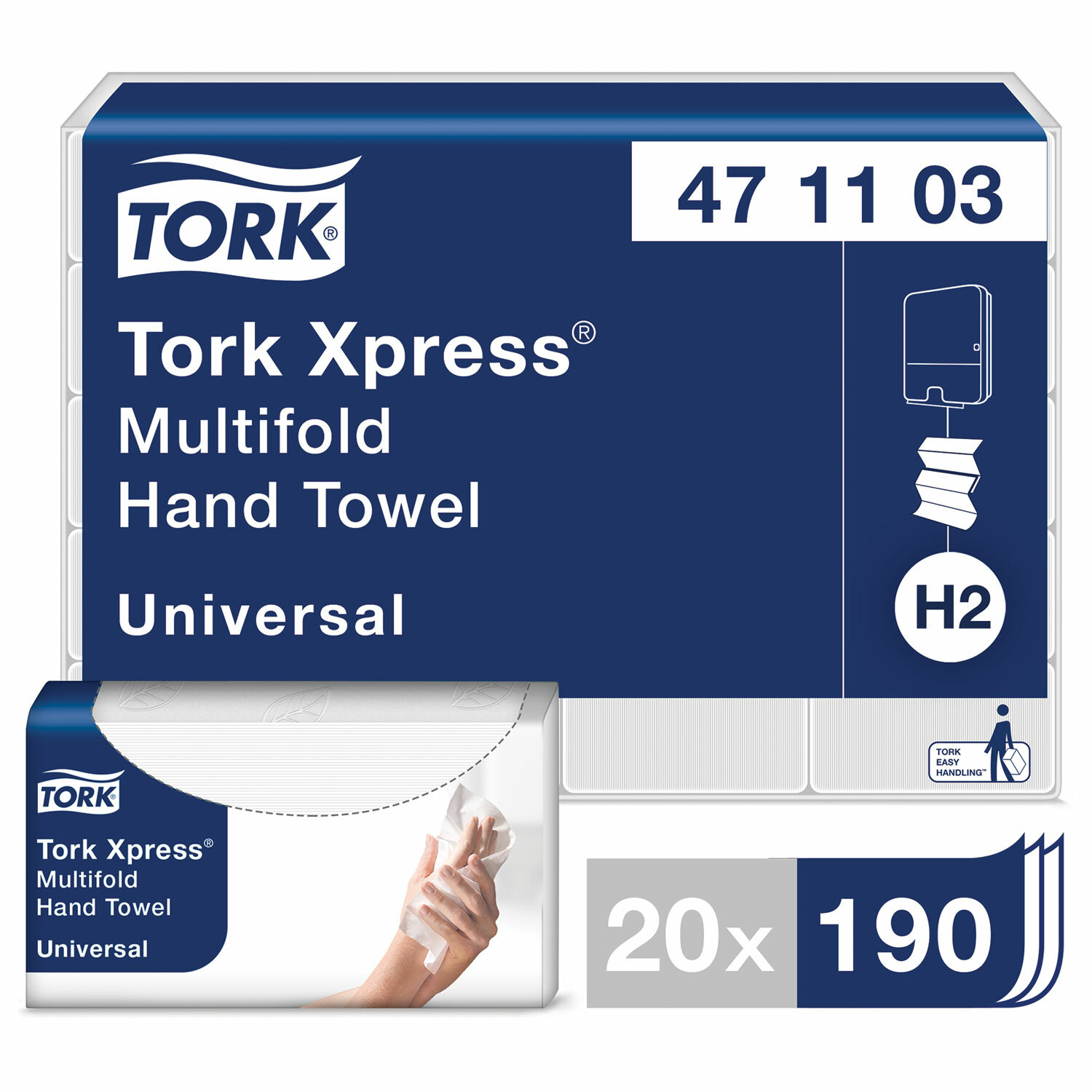 Полотенца бум. (1пачка 190листов) TORK (H2)Universal, 2-сл, цвет натуральн.,23,4х21,3, Z-слож,471103 127070