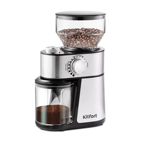 Кофемолка KITFORT КТ-717, мощность 200 Вт, вместимость 100 г, 14 степеней помола, стальная 458170 - МСК «Форвард»