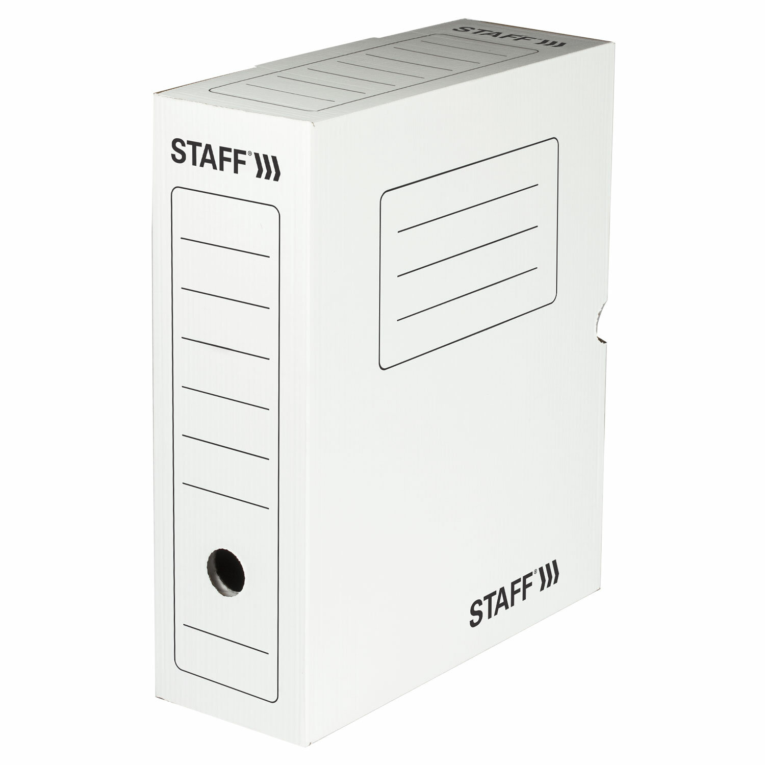 Короб архивный с клапаном А4 (260х325мм), 100мм, до 900л, микрогофрокартон, БЕЛЫЙ, STAFF, 128863