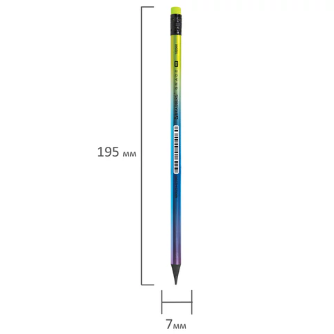 Карандаш чернографитный с ластиком BRAUBERG "GRADE Metallic", 1 шт., HB, трехгранный, 182000 - МСК «Форвард»