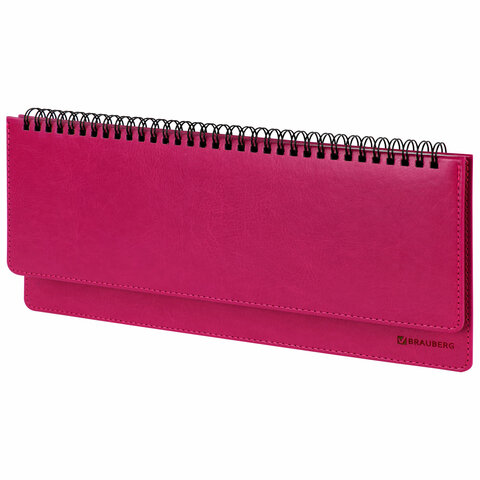 Планинг настольный недатированный 305x140мм BRAUBERG Rainbow под кожу, 60л, розовый, 111699