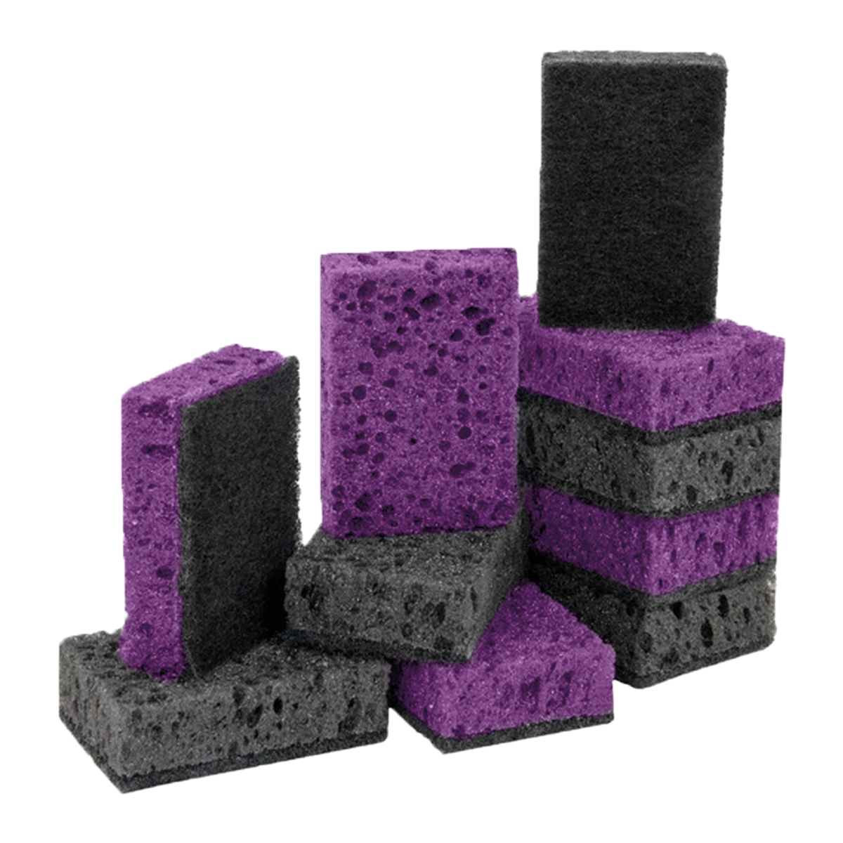 Губки для посуды OfficeClean "Премиум", крупнопористый поролон с абразивным слоем, фиолетовые/черные, 9*6*3,8см, 10шт 385607