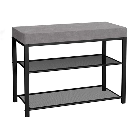 Банкетка для обуви "Торонто-23S", 670х300х490 мм, 2 полки, металл/ткань, черная/серая, БТ23СЧС ZMI 700922 - МСК «Форвард»