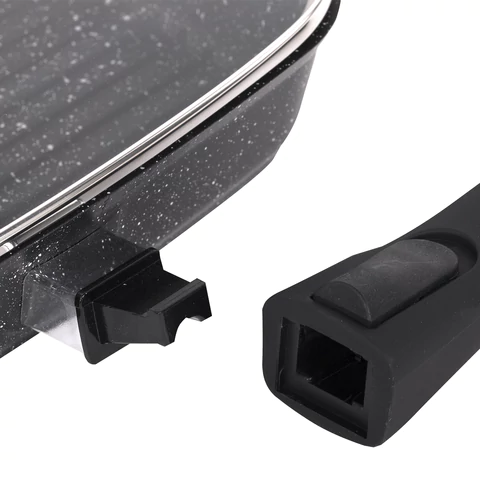 Сковорода ГРИЛЬ квадратная 26 см, съемная soft-touch ручка, крышка, антипригарное покрытие, МЕЧТА "Гранит Black", с066802 700718 - МСК «Форвард»