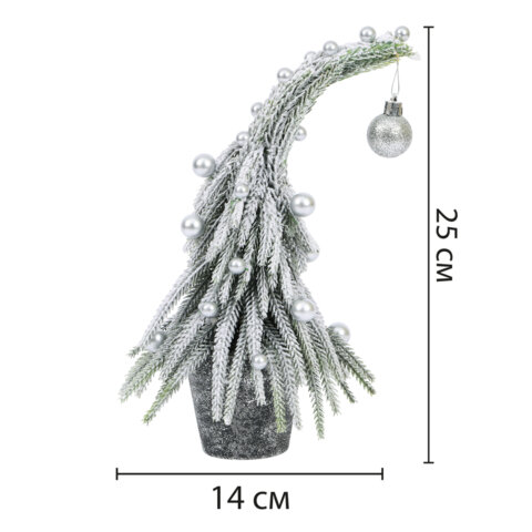 Ель новогодняя искусственная 25 см,"Елка-ГНОМ", заснеженная с декором, литой ПЭТ, ЗОЛОТАЯ СКАЗКА, 592515 - МСК «Форвард»