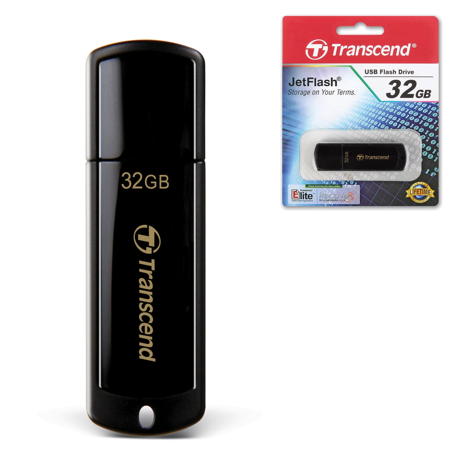 Флеш-диск 32GB TRANSCEND JetFlash 350 USB 2.0, черный, TS32GJF350