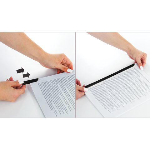 Скрепкошины для быстрого переплета BRAUBERG, КОМПЛЕКТ 10 шт., ширина 10 мм (до 50 листов), ЧЕРНЫЕ, 228324 - МСК «Форвард»