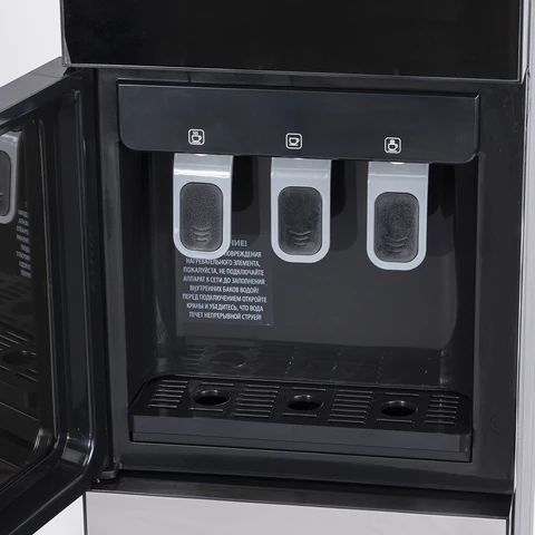 Кулер для воды SONNEN FSE-03G, напольный, нагрев/охлаждение электронное, НИЖНЯЯ ЗАГРУЗКА, 3 крана, зеркальный, 455753 - МСК «Форвард»