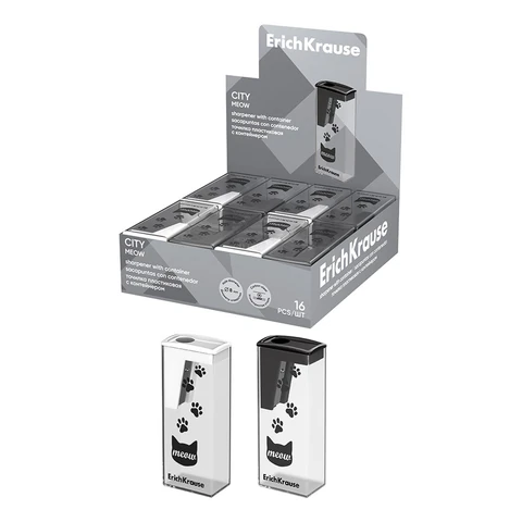 Точилка ERICH KRAUSE "City Meow", с контейнером, пластиковая, корпус ассорти, 61543 274249 минпромторг - МСК «Форвард»